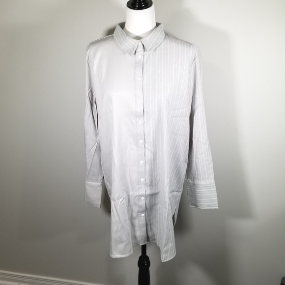A Point Women's Stripped & Solid Button Down Shirt Dress Size L - Picture 9 of 9